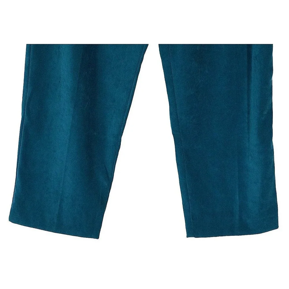 Briggs Pant Suit Womens PL Teal Blue Faux Suede Zip Jacket‎ Straight Leg 2 Piece